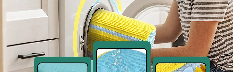 LunaXia Shoe wash bag entering a front-load washer