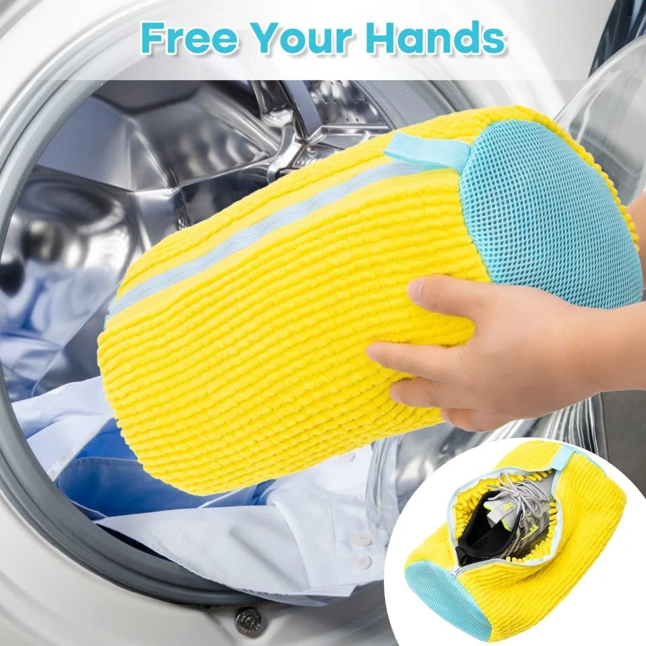 Close view of LunaXia cushioned shoe wash bag
